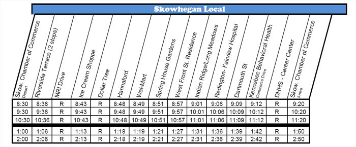 Skowhegan Bus Schedule